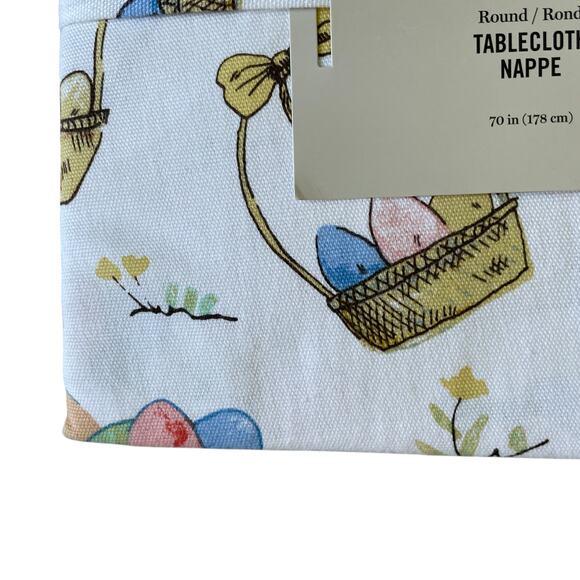 Martha Stewart Easter Egg Basket Tablecloth 70" Round Cotton Colorful NEW - Picture 9 of 9